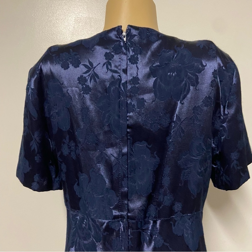 vintage Molly Malloy midnight blue jacquard square neck maxi dress Size 12 - Picture 10 of 11